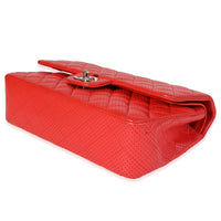 Chanel Red Perforated Leather Medium Classic Double Flap Bag