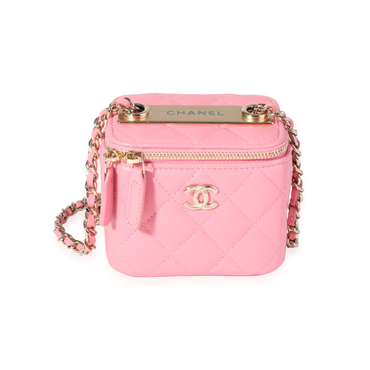 Chanel Light Pink Quilted Lambskin Mini Vanity with Chain, myGemma