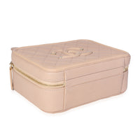 Chanel Beige Quilted Caviar Medium Filigree Vanity Case