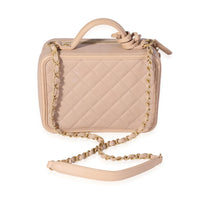 Chanel Beige Quilted Caviar Medium Filigree Vanity Case