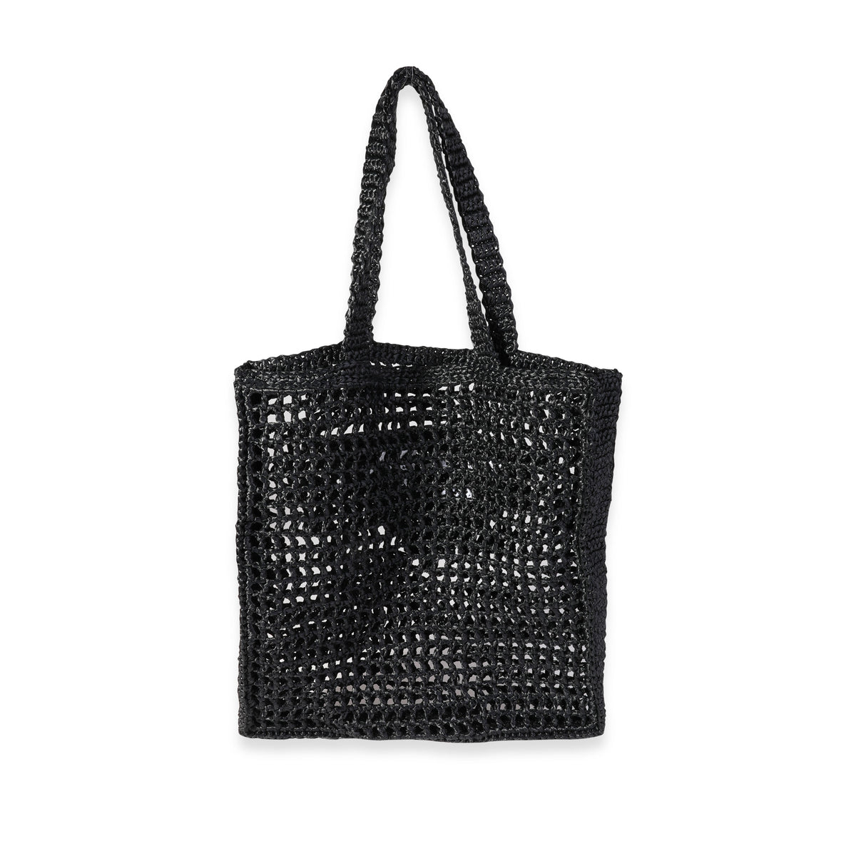 Prada Black & White Logo Raffia Tote