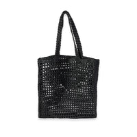 Prada Black & White Logo Raffia Tote