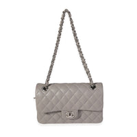 Chanel Grey Quilted Lambskin Small Classic Double Flap Bag