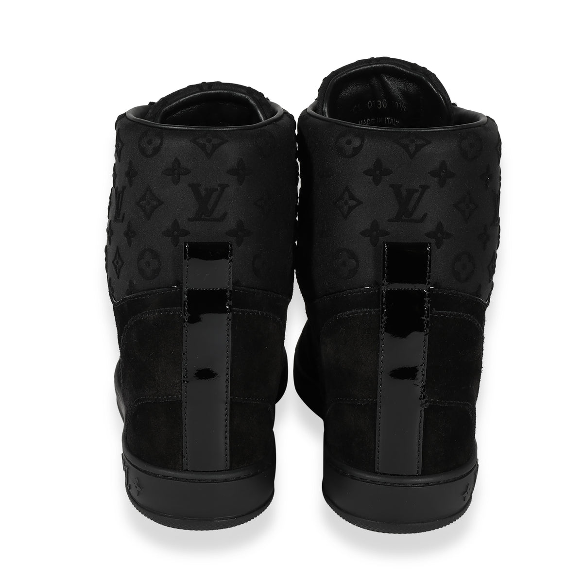 LOUIS VUITTON Biege Embossed Monogram Suede Womens High-Top Sneakers Sz 39.5