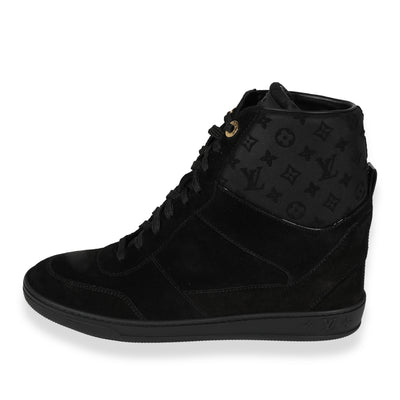 Louis Vuitton -  Louis Vuitton Wmns Monogram Sneaker Wedge Black Suede (39.5 E