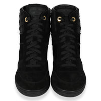 Louis Vuitton -  Louis Vuitton Wmns Monogram Sneaker Wedge Black Suede (39.5 E