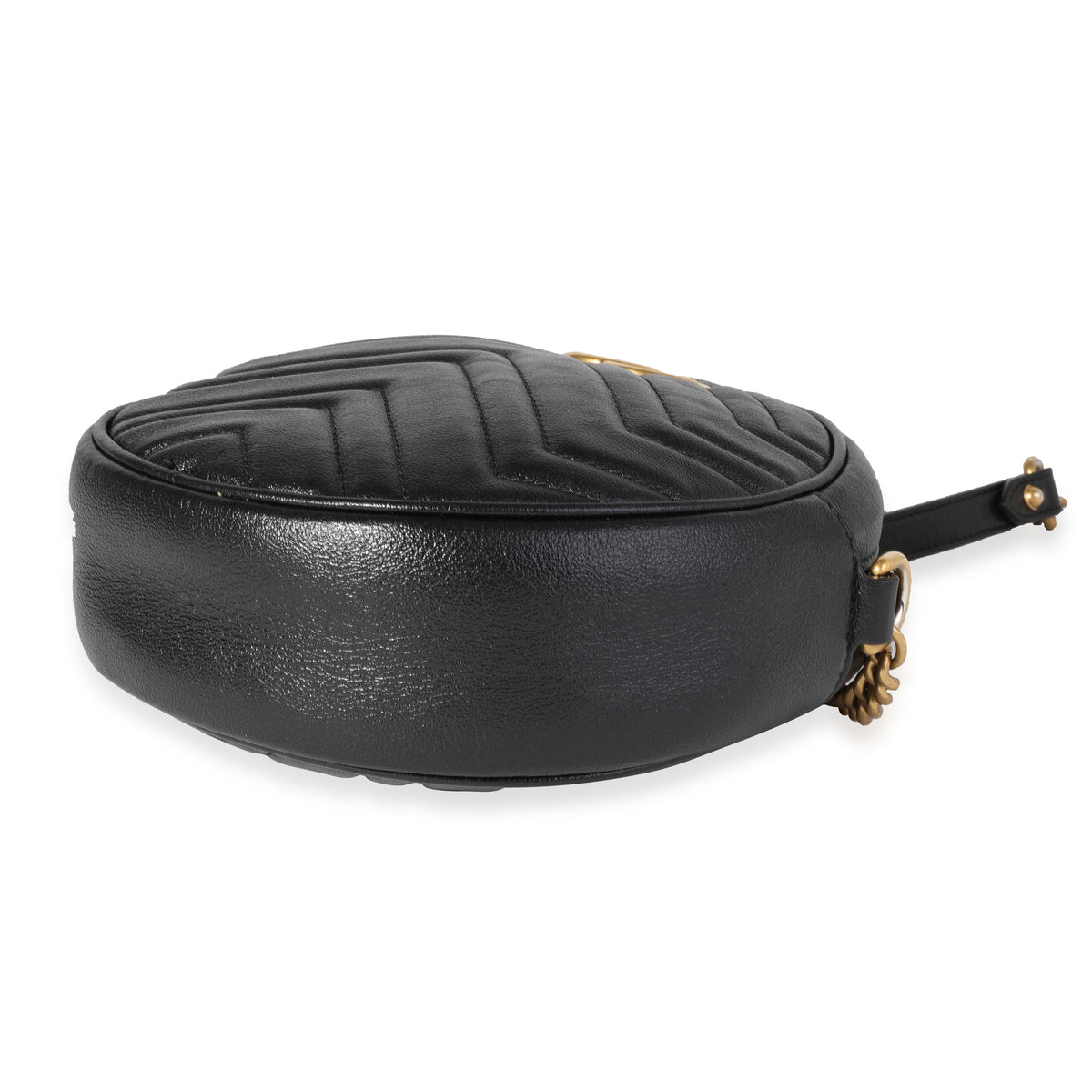 Gucci Black Matelassé GG Marmont Mini Round Shoulder Bag