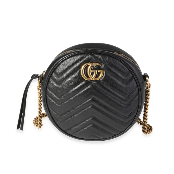 Gucci Black Matelass GG Marmont Mini Round Shoulder Bag myGemma