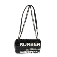 Burberry Black & White Glossy Leather Small Lola Bag