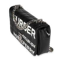 Burberry Black & White Glossy Leather Small Lola Bag