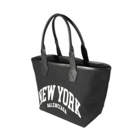 Balenciaga Black Canvas & Calfskin Cities New York Jumbo Small Tote Bag