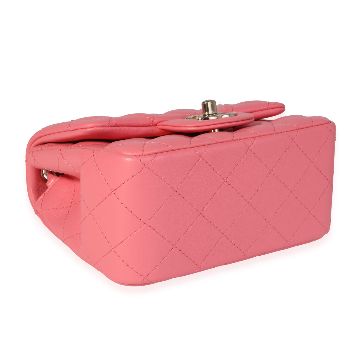 Pink & Green Quilted Lambskin Rectangular Mini Flap Bag with Top