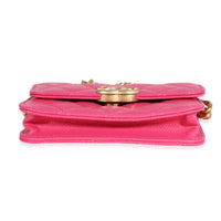 Chanel Dark Pink Quilted Caviar Melody Coin Purse With Chain