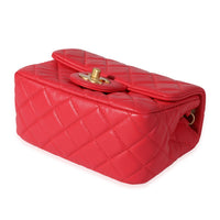 Chanel Strawberry Red Quilted Lambskin Pearl Crush Mini Flap Bag