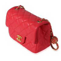 Chanel Strawberry Red Quilted Lambskin Pearl Crush Mini Flap Bag