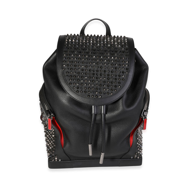 Christian Louboutin Black Grained Leather Explorafunk Spiked