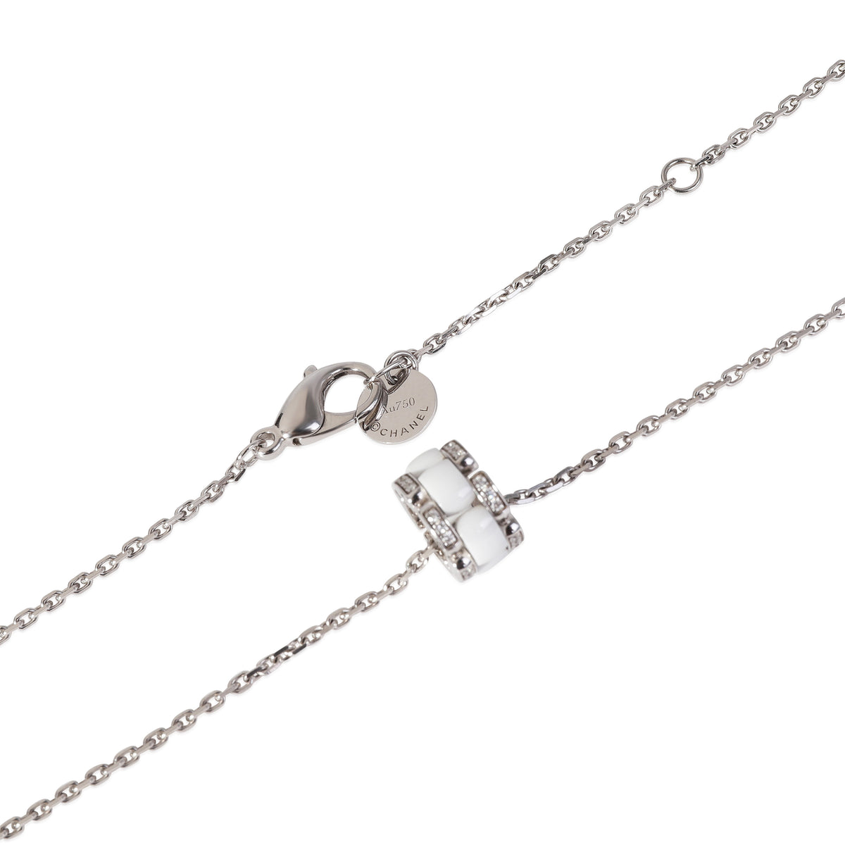 Chanel Ultra White Ceramic Necklace With Diamonds in 18K White Gold 0.15 ctw