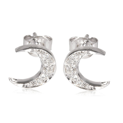 Crescent Moon Diamond Earrings in 14k White Gold 0.22 CTW