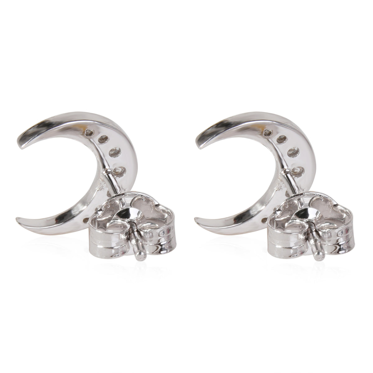 Crescent Moon Diamond Earrings in 14k White Gold 0.22 CTW