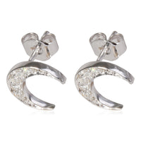 Crescent Moon Diamond Earrings in 14k White Gold 0.22 CTW
