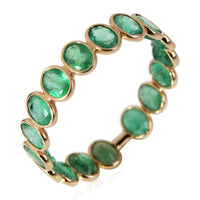 Bezel Set Oval Emeralds Eternity Ring in 14K Yellow Gold