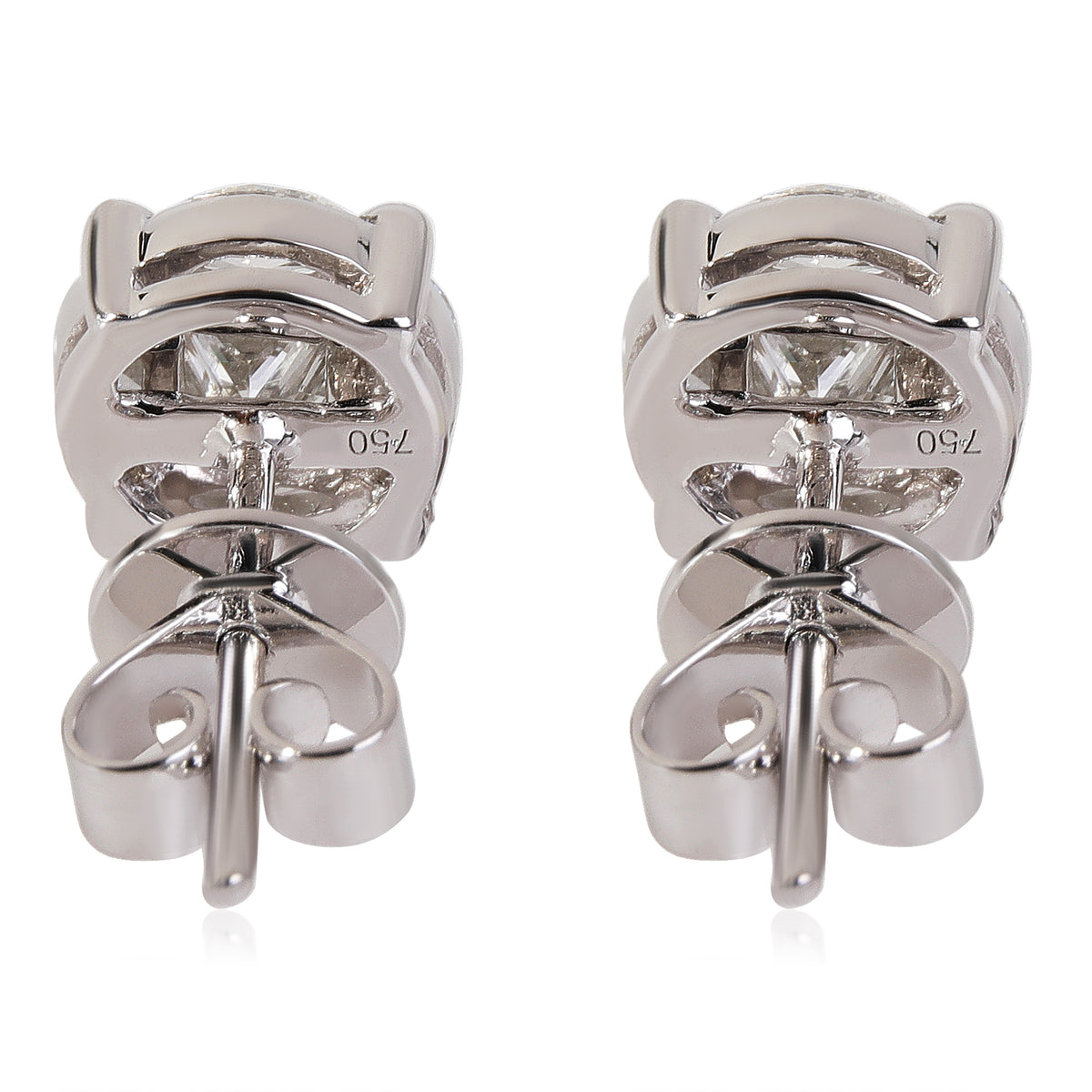 Illusion Set Diamond Earrings in 18k White Gold GHI VS 1.42 CTW
