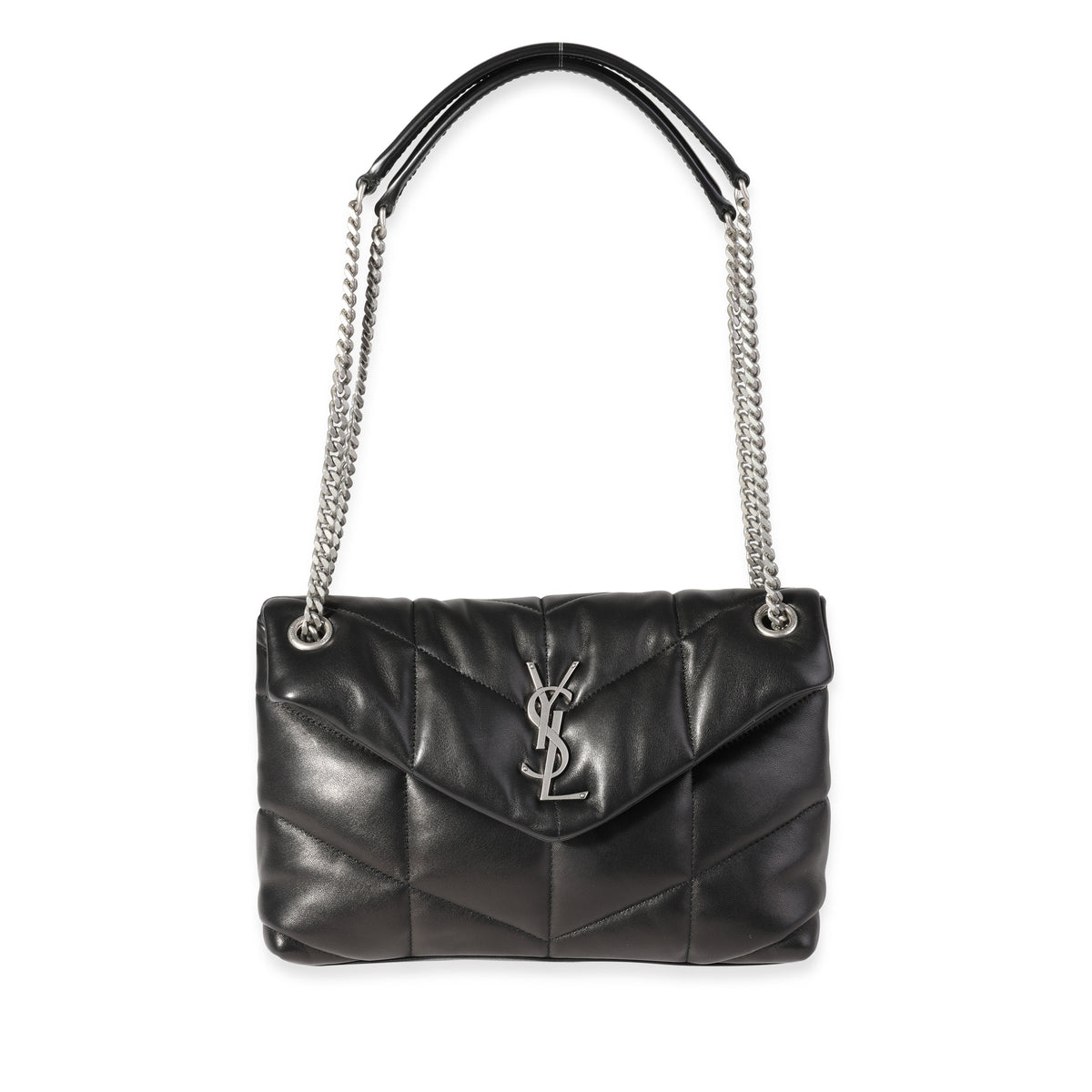 Saint Laurent Black Quilted Lambskin Small Loulou Puffer Bag