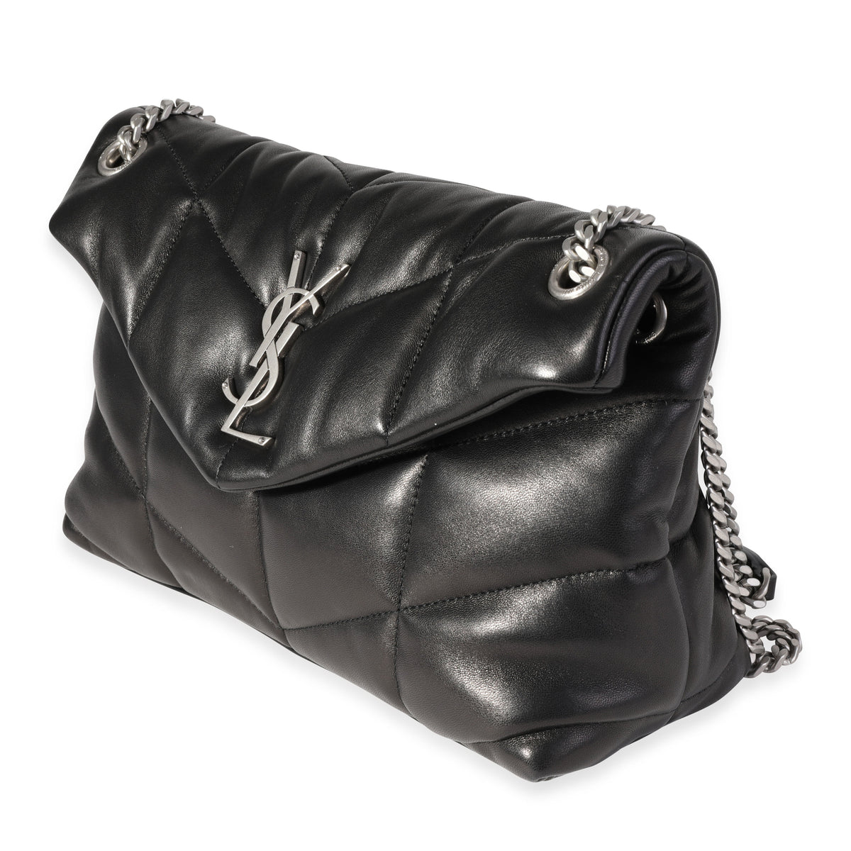 Saint Laurent Black Quilted Lambskin Small Loulou Puffer Bag