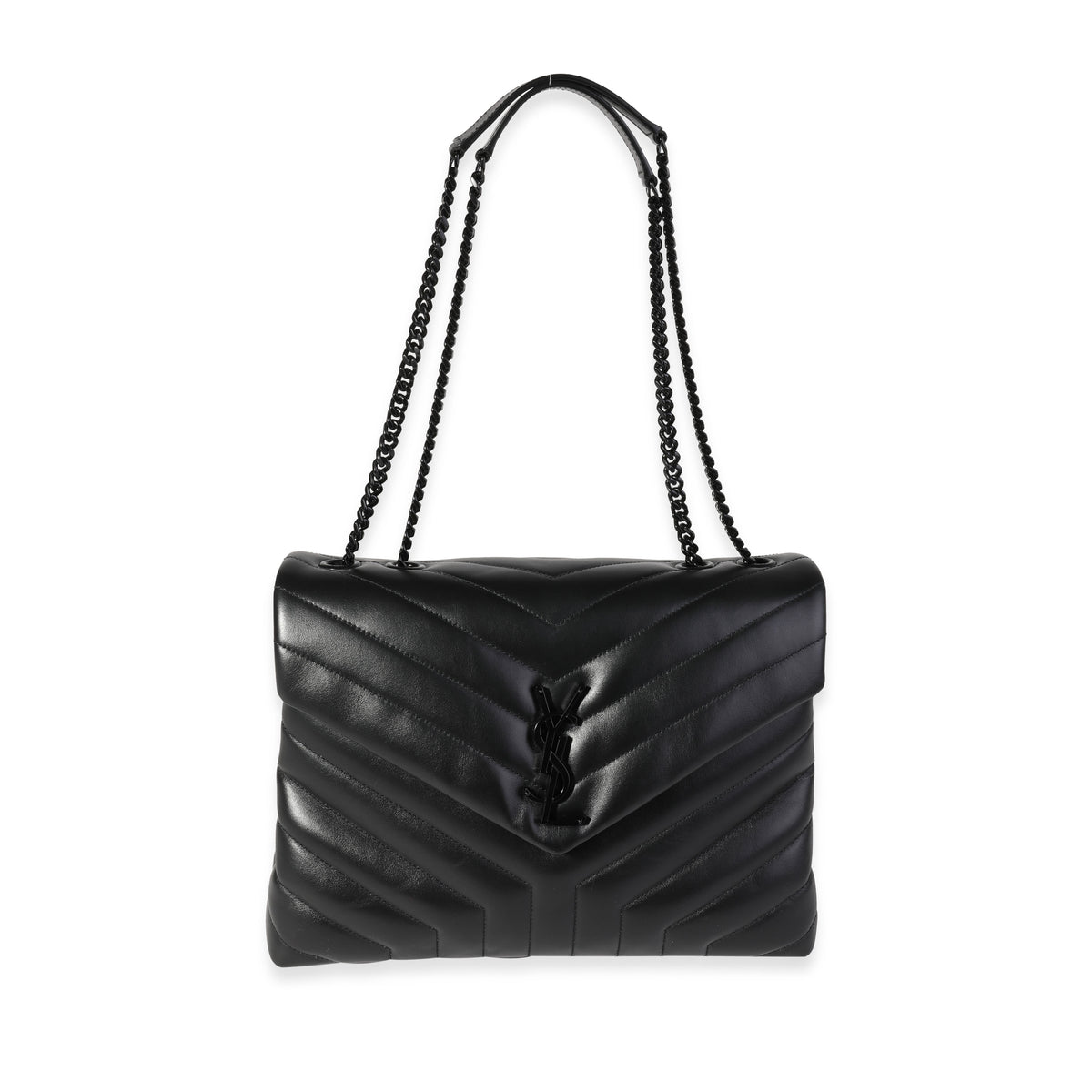 Saint Laurent So Black Matelassé Leather Medium Loulou Bag