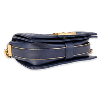 Chanel Navy Calfskin & Gold Metallic Woven Small Boy Bag