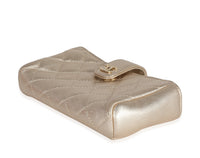 Chanel Gold Quilted Lambskin Mini Phone Holder Clutch