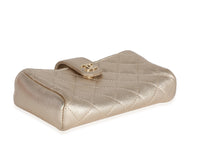 Chanel Gold Quilted Lambskin Mini Phone Holder Clutch