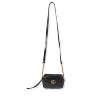 Gucci Black Matelassé Leather GG Marmont Mini Bag