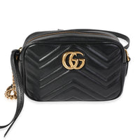 Gucci Black Matelassé Leather GG Marmont Mini Bag