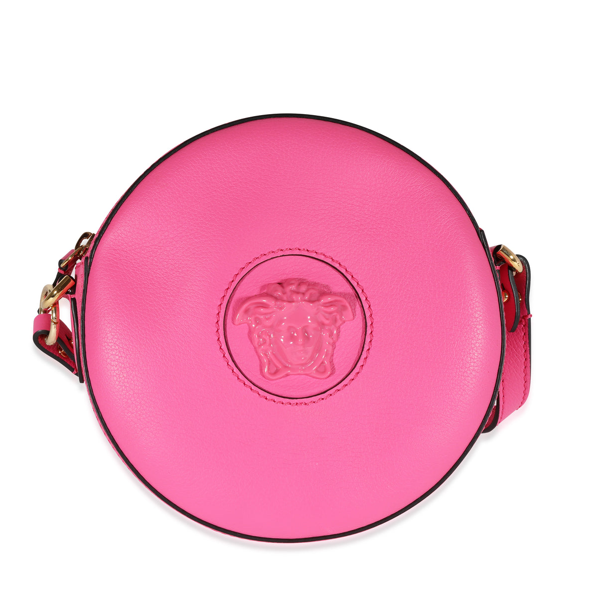 Versace Fuchsia Leather La Medusa Round Camera Bag myGemma