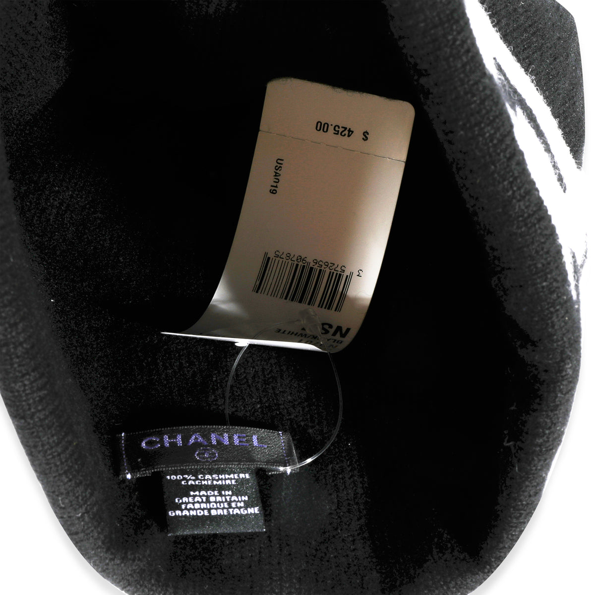 Chanel Black and White Logo Cashmere Beanie