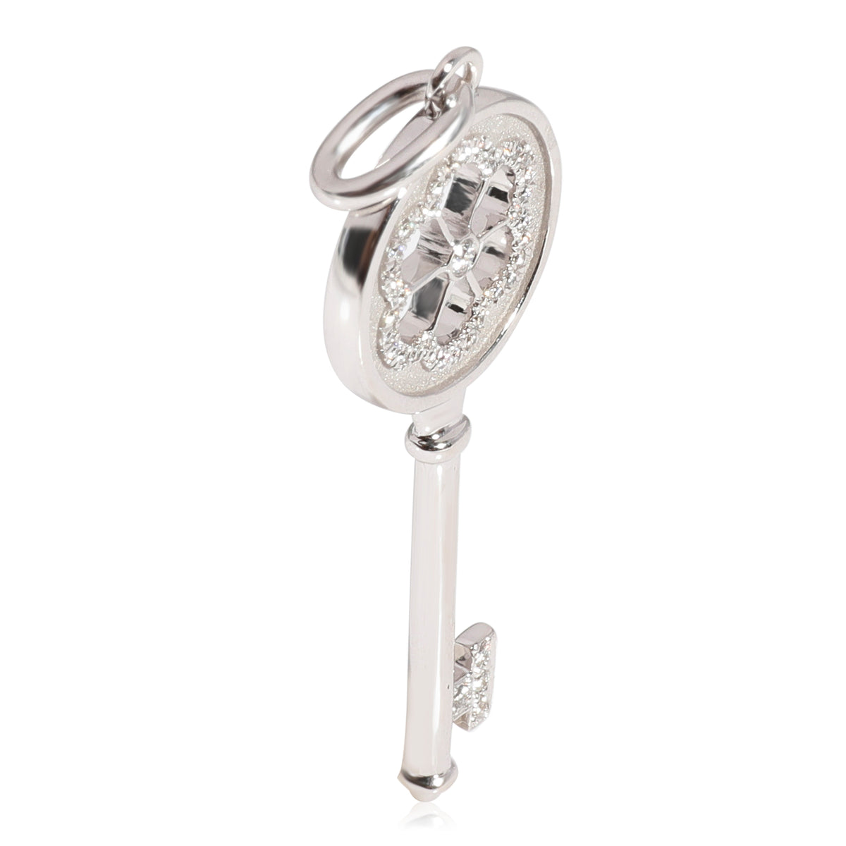 Tiffany & Co. Blossom Key Diamond Fashion Pendant in 18k White Gold 0.10 CTW