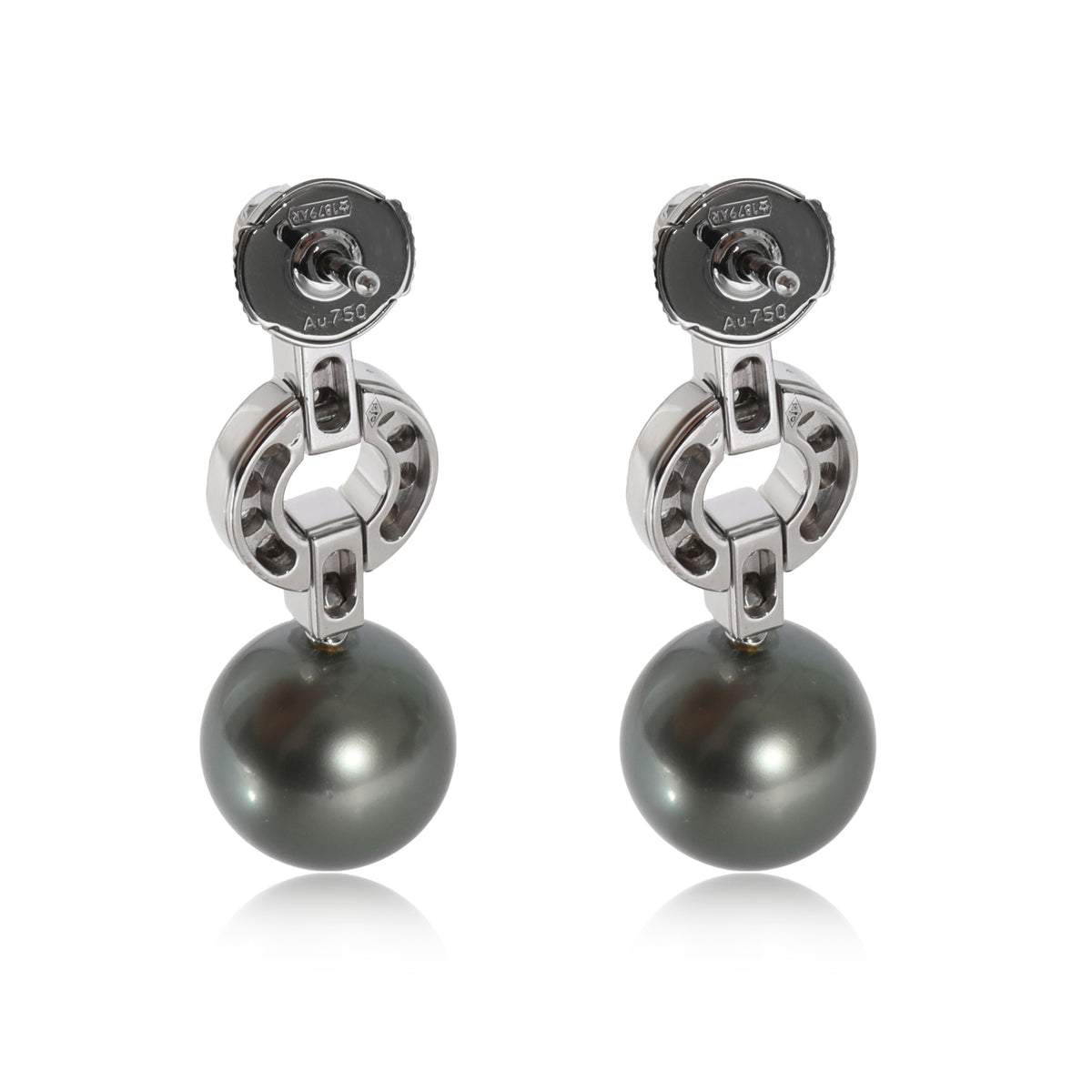 Cartier Himalia Pearl Diamond Earrings in 18k White Gold 0.85 CTW