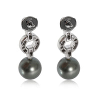 Cartier Himalia Pearl Diamond Earrings in 18k White Gold 0.85 CTW