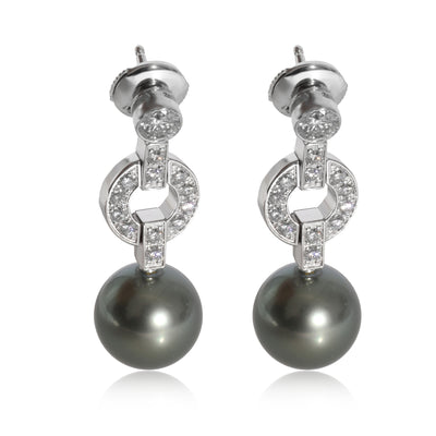 Cartier Himalia Pearl Diamond Earrings in 18k White Gold 0.85 CTW