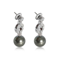 Cartier Himalia Pearl Diamond Earrings in 18k White Gold 0.85 CTW