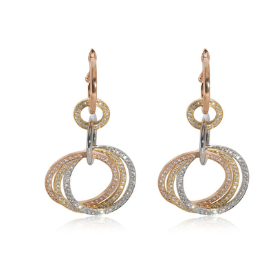 Cartier Trinity Diamond Earrings in 18k 3 Tone Gold 1.5 CTW