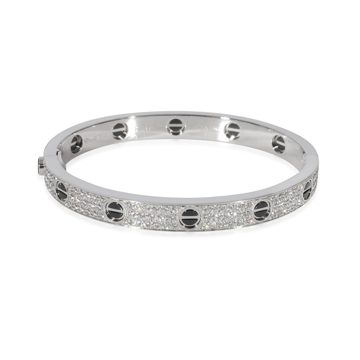 Cartier Love Diamond Pave Ceramic Bracelet in 18K White Gold 1.99 CTW