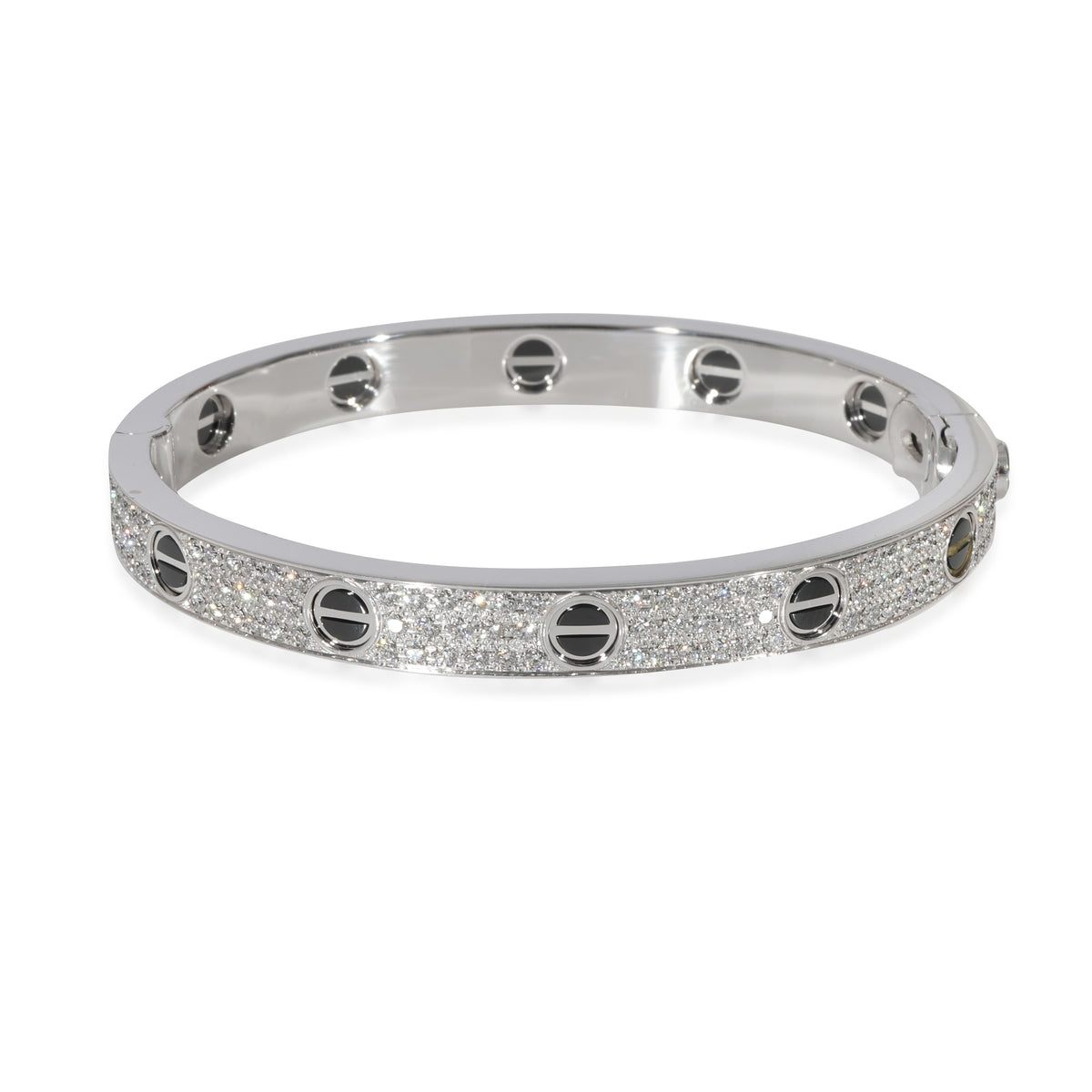 Cartier Love Diamond Pave Ceramic Bracelet in 18K White Gold 1.99 CTW