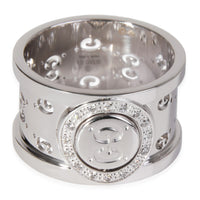 Gucci Icon Diamond Fashion Ring in 18k White Gold 0.12 CTW
