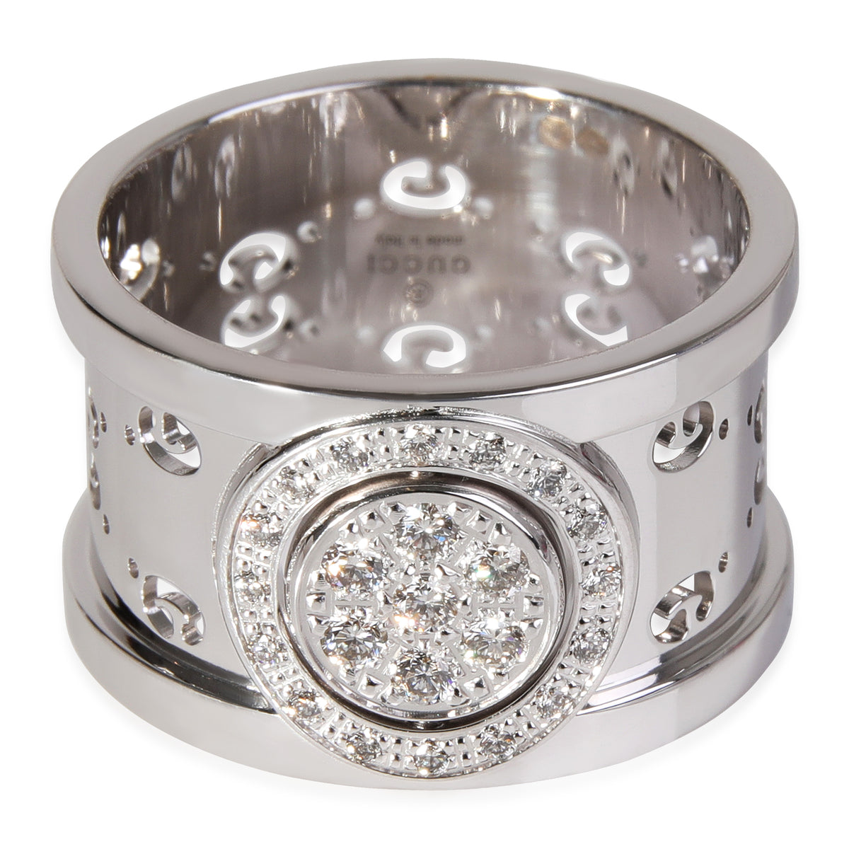 Gucci Icon Diamond Fashion Ring in 18k White Gold 0.12 CTW