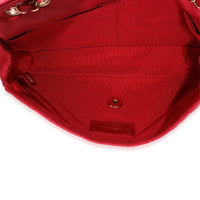 Chanel Red Quilted Lambskin Valentines Day East West Single Flap Bag