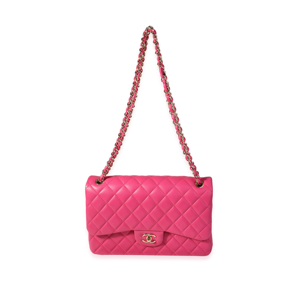 Chanel Hot Pink Quilted Lambskin Jumbo Classic Double Flap Bag, myGemma