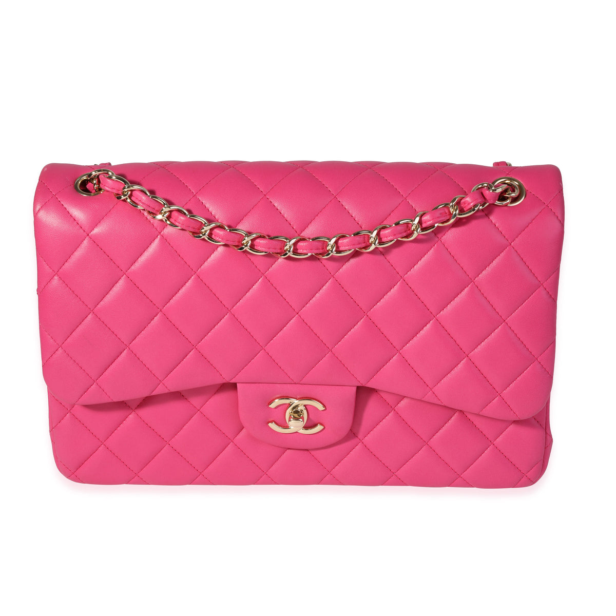 Chanel Hot Pink Quilted Lambskin Jumbo Classic Double Flap Bag