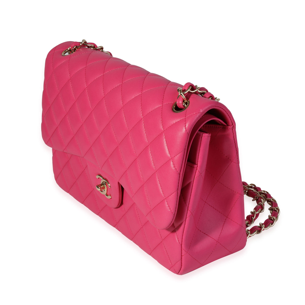 Chanel Hot Pink Quilted Lambskin Jumbo Classic Double Flap Bag